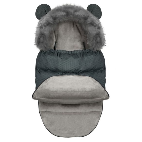 Babakocsi hálózsák, Ricokids Elmi, sötétszürke, 95 x 48 cm, babakocsihoz és szánkóhoz, légáteresztő, lyukak a biztonsági öveknek, mosható