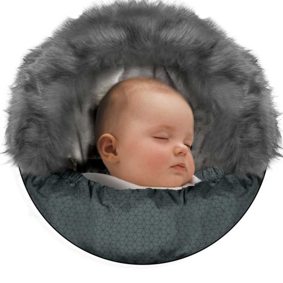 Babakocsi hálózsák, Ricokids Elmi, sötétszürke, 95 x 48 cm, babakocsihoz és szánkóhoz, légáteresztő, lyukak a biztonsági öveknek, mosható