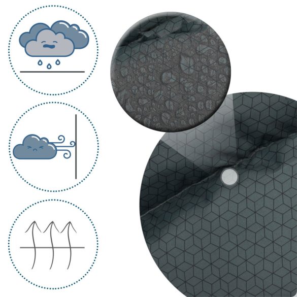 Babakocsi hálózsák, Ricokids Elmi, sötétszürke, 95 x 48 cm, babakocsihoz és szánkóhoz, légáteresztő, lyukak a biztonsági öveknek, mosható