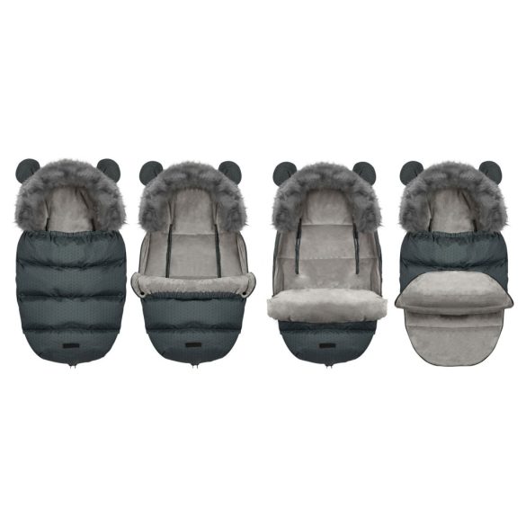 Babakocsi hálózsák, Ricokids Elmi, sötétszürke, 95 x 48 cm, babakocsihoz és szánkóhoz, légáteresztő, lyukak a biztonsági öveknek, mosható