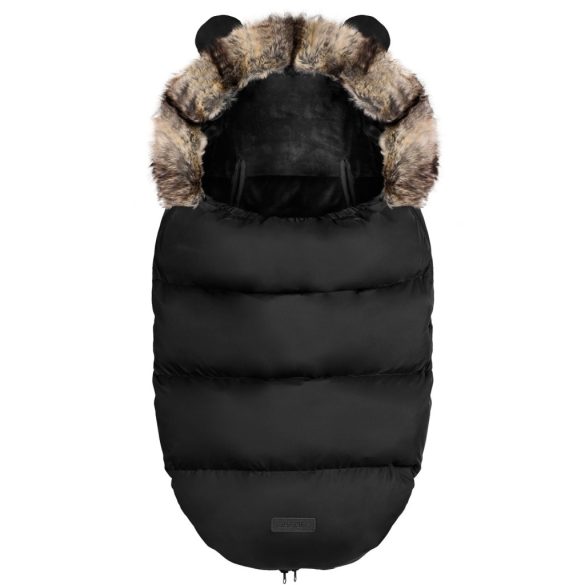 Babakocsi hálózsák, Ricokids Elmi, fekete, 95 x 48 cm, babakocsihoz és szánkóhoz, légáteresztő, lyukak a biztonsági öveknek, mosható