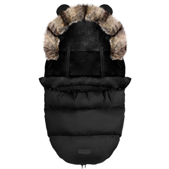 Babakocsi hálózsák, Ricokids Elmi, fekete, 95 x 48 cm, babakocsihoz és szánkóhoz, légáteresztő, lyukak a biztonsági öveknek, mosható