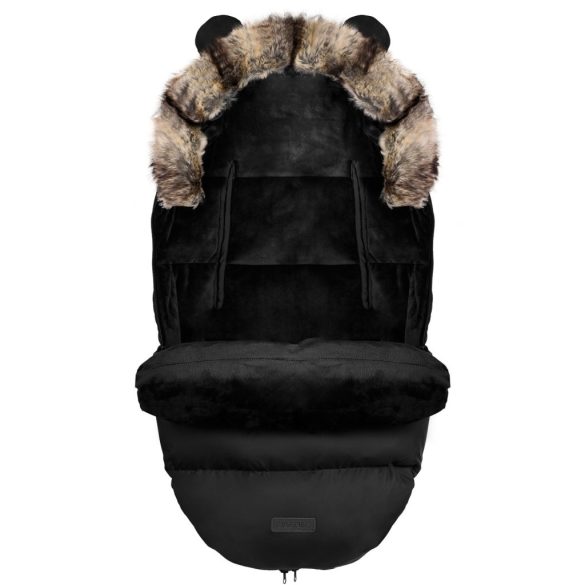 Babakocsi hálózsák, Ricokids Elmi, fekete, 95 x 48 cm, babakocsihoz és szánkóhoz, légáteresztő, lyukak a biztonsági öveknek, mosható