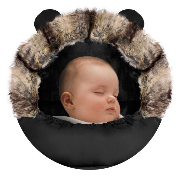 Babakocsi hálózsák, Ricokids Elmi, fekete, 95 x 48 cm, babakocsihoz és szánkóhoz, légáteresztő, lyukak a biztonsági öveknek, mosható