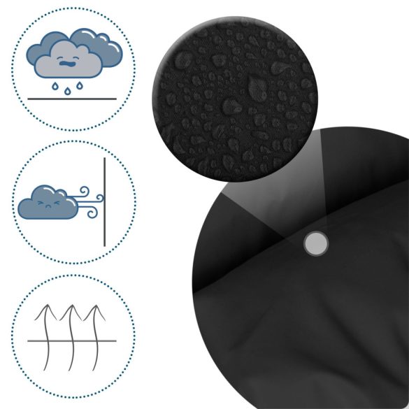 Babakocsi hálózsák, Ricokids Elmi, fekete, 95 x 48 cm, babakocsihoz és szánkóhoz, légáteresztő, lyukak a biztonsági öveknek, mosható