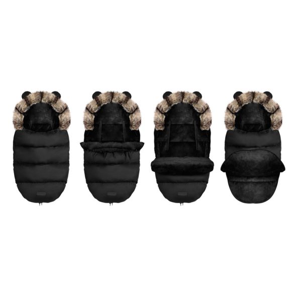 Babakocsi hálózsák, Ricokids Elmi, fekete, 95 x 48 cm, babakocsihoz és szánkóhoz, légáteresztő, lyukak a biztonsági öveknek, mosható