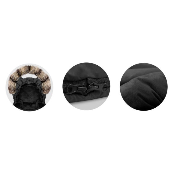 Babakocsi hálózsák, Ricokids Elmi, fekete, 95 x 48 cm, babakocsihoz és szánkóhoz, légáteresztő, lyukak a biztonsági öveknek, mosható