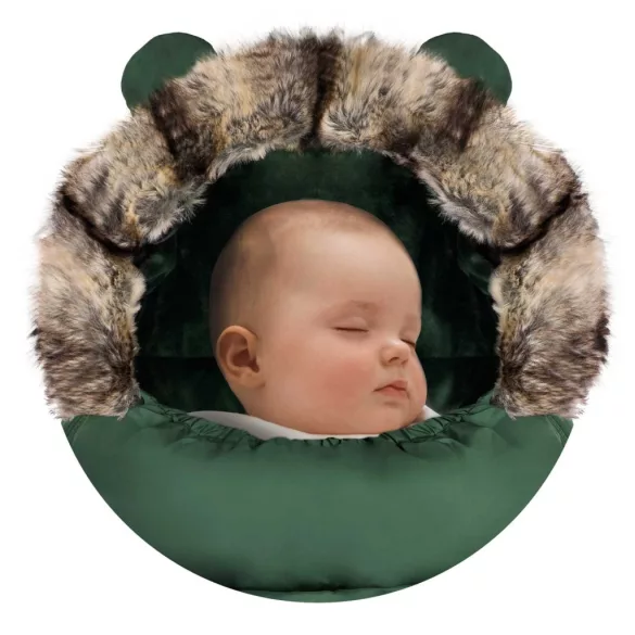 Babakocsi hálózsák, Ricokids Elmi, khaki, 95 x 48 cm, babakocsihoz és szánkóhoz, légáteresztő, lyukak a biztonsági öveknek, mosható