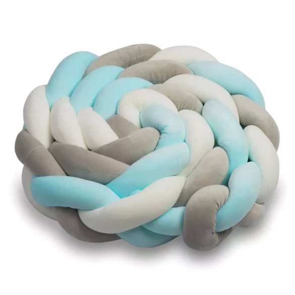 Rácsvédő kiságyba, Ricokids, kék/szürke, 200 x 11,5 cm, kék-szürke, antiallergén, mosható, puha tapintású