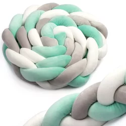   Rácsvédő kiságyba, Ricokids, zöld/szürke, 200 x 11,5 cm, kék-szürke, antiallergén, mosható, puha tapintású