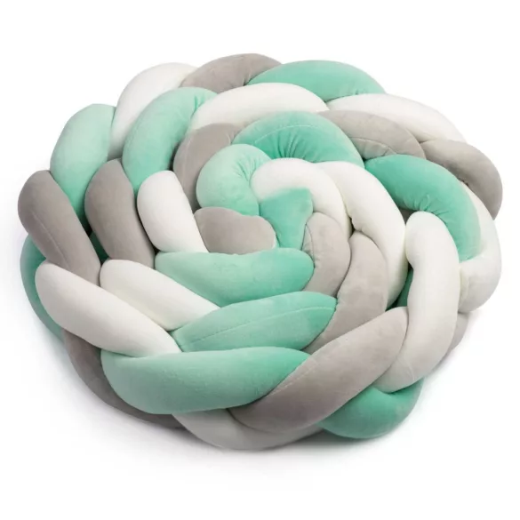Rácsvédő kiságyba, Ricokids, zöld/szürke, 200 x 11,5 cm, kék-szürke, antiallergén, mosható, puha tapintású