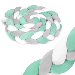   Rácsvédő kiságyba, Ricokids, zöld/szürke, 300 x 11,5 cm, kék-szürke, antiallergén, mosható, puha tapintású
