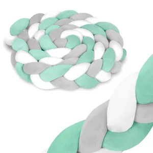 Rácsvédő kiságyba, Ricokids, zöld/szürke, 300 x 11,5 cm, kék-szürke, antiallergén, mosható, puha tapintású