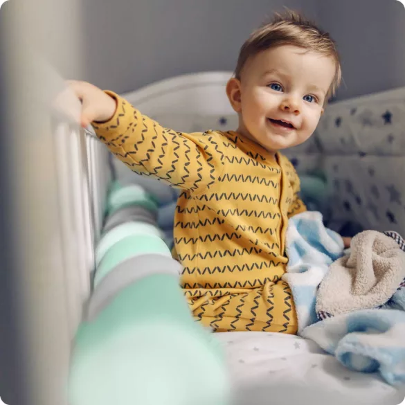 Rácsvédő kiságyba, Ricokids, zöld/szürke, 300 x 11,5 cm, kék-szürke, antiallergén, mosható, puha tapintású