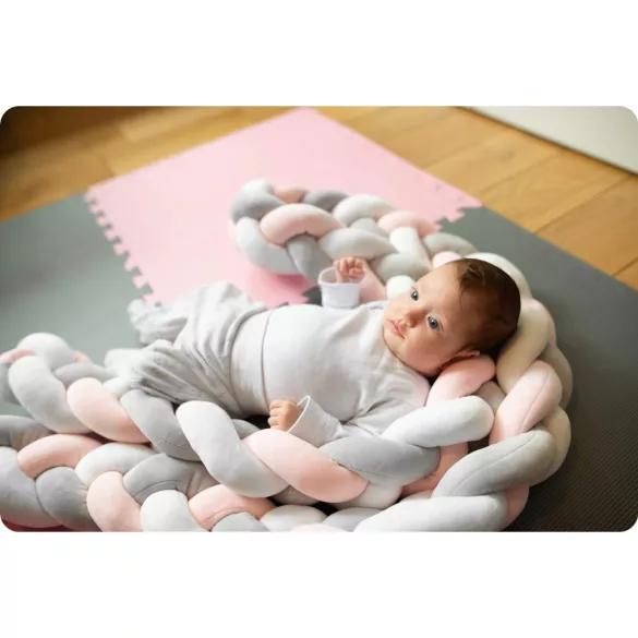 Rácsvédő kiságyba, Ricokids, zöld/szürke, 300 x 11,5 cm, kék-szürke, antiallergén, mosható, puha tapintású