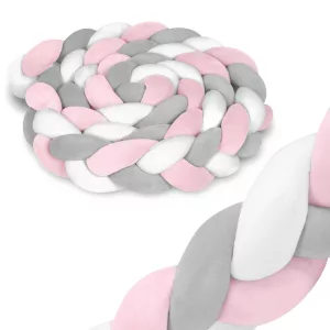Rácsvédő kiságyba, Ricokids, rózsaszín/szürke, 300 x 11,5 cm, kék-szürke, antiallergén, mosható, puha tapintású