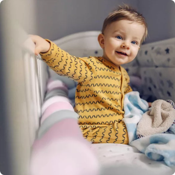 Rácsvédő kiságyba, Ricokids, rózsaszín/szürke, 300 x 11,5 cm, kék-szürke, antiallergén, mosható, puha tapintású