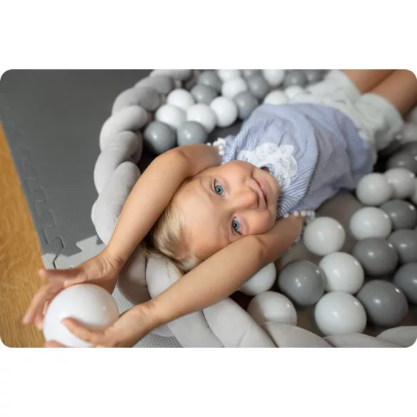 Rácsvédő kiságyba, Ricokids, rózsaszín/szürke, 300 x 11,5 cm, kék-szürke, antiallergén, mosható, puha tapintású