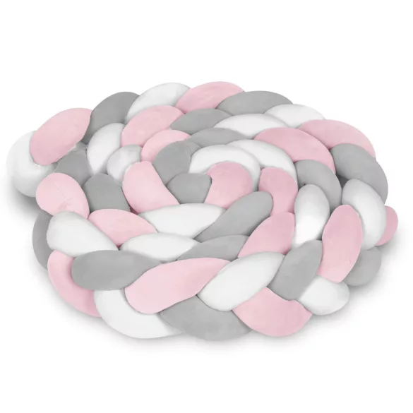 Rácsvédő kiságyba, Ricokids, rózsaszín/szürke, 300 x 11,5 cm, kék-szürke, antiallergén, mosható, puha tapintású
