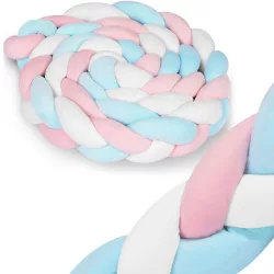   Rácsvédő kiságyba, Ricokids, kék/rózsaszín, 300 x 11,5 cm, kék-szürke, antiallergén, mosható, puha tapintású