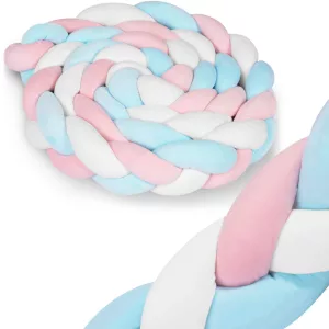 Rácsvédő kiságyba, Ricokids, kék/rózsaszín, 300 x 11,5 cm, kék-szürke, antiallergén, mosható, puha tapintású