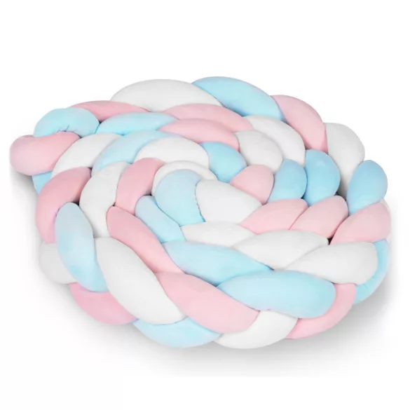 Rácsvédő kiságyba, Ricokids, kék/rózsaszín, 300 x 11,5 cm, kék-szürke, antiallergén, mosható, puha tapintású