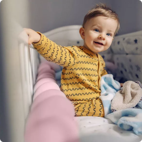 Rácsvédő kiságyba, Ricokids, rózsaszín, 300 x 11,5 cm, kék-szürke, antiallergén, mosható, puha tapintású