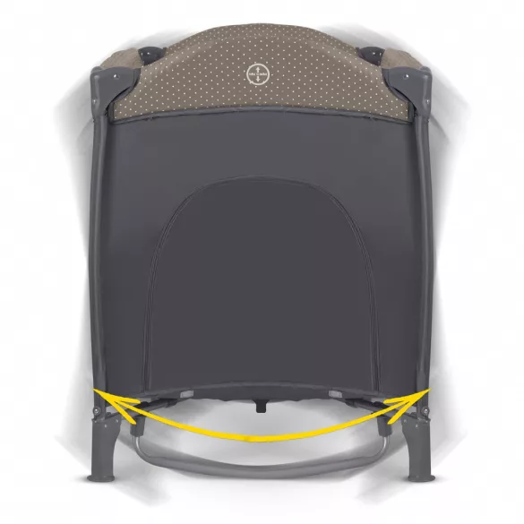 Utazó gyerekágy, Ricokids RK-241, antracit, 125 x 65 cm, magasság: 78 cm, levehető oldalsó bejárat, 2 fékezhető kerék, összecsukható, matraccal, pelenkázóasztallal, napellenzővel, teherbírás: 15 kg