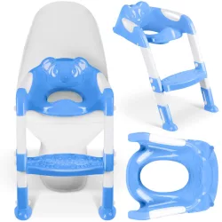   Gyerek WC-ülőke, Ricokids 729100, kék/fehér, koala mintás, magasság: 61–70 cm, összecsukható, levehető létrával, csúszásgátló lábakkal, teherbírás: 50 kg