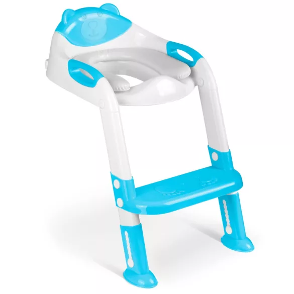 Gyerek WC-ülőke, Ricokids 729200, kék/fehér, mackó mintás, magasság: 61–70 cm, összecsukható, levehető létrával, csúszásgátló lábakkal, teherbírás: 50 kg