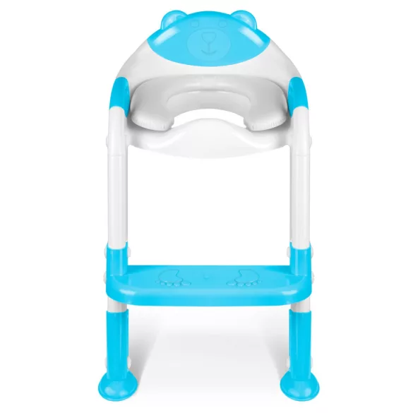 Gyerek WC-ülőke, Ricokids 729200, kék/fehér, mackó mintás, magasság: 61–70 cm, összecsukható, levehető létrával, csúszásgátló lábakkal, teherbírás: 50 kg
