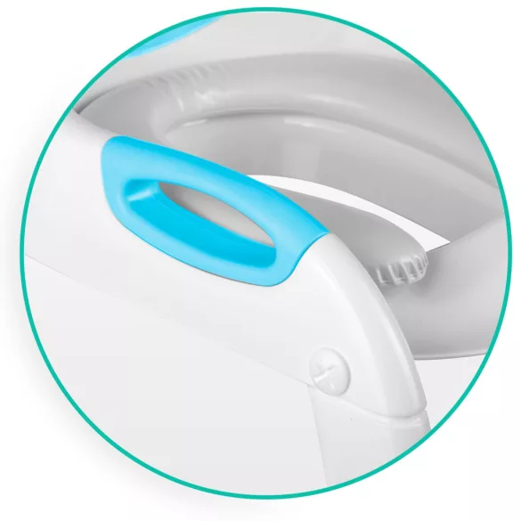 Gyerek WC-ülőke, Ricokids 729200, kék/fehér, mackó mintás, magasság: 61–70 cm, összecsukható, levehető létrával, csúszásgátló lábakkal, teherbírás: 50 kg