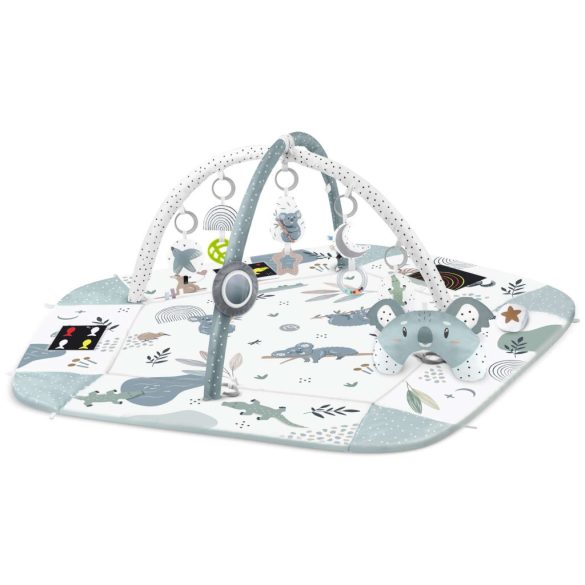 Játszószőnyeg, Nukido, koala minta, 136 x 136 cm, kétoldalas, levehető ívekkel, 7 db játékkal, párnával