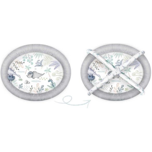 Játszószőnyeg, Nukido, dinoszaurusz minta, 97 x 78 cm, levehető ívekkel, 7 db játékkal, párnával