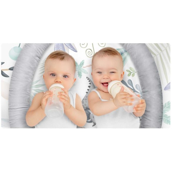 Játszószőnyeg, Nukido, dinoszaurusz minta, 97 x 78 cm, levehető ívekkel, 7 db játékkal, párnával