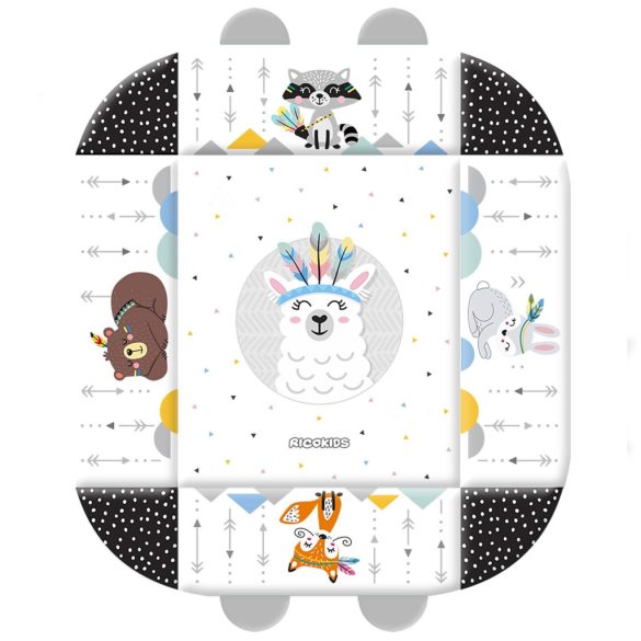 Játszószőnyeg, Ricokids Boho, 110 x 100 cm, levehető ívekkel, 7 db játékkal, párnával, tükörrel