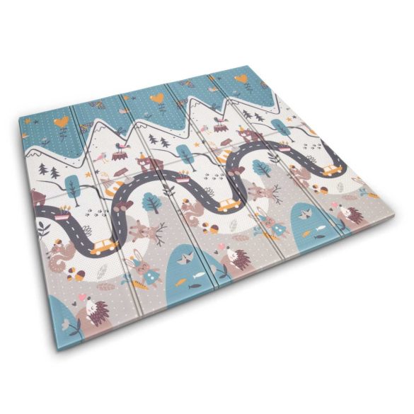 Játszószőnyeg, Nukido NK-340, hegyi táj, 200 x 180 cm, összehajtható, kétoldalas, vízálló, 1 cm vastag, XPE hab, csúszásgátló