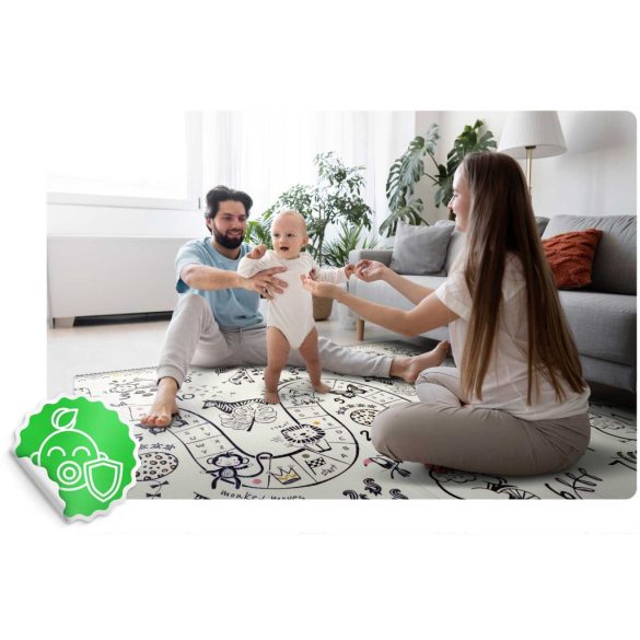 Játszószőnyeg, Nukido NK-340, hegyi táj, 200 x 180 cm, összehajtható, kétoldalas, vízálló, 1 cm vastag, XPE hab, csúszásgátló