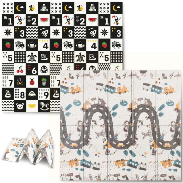 Játszószőnyeg, Nukido NK-340, számok, 200 x 180 cm, összehajtható, kétoldalas, vízálló, 1 cm vastag, XPE hab, csúszásgátló