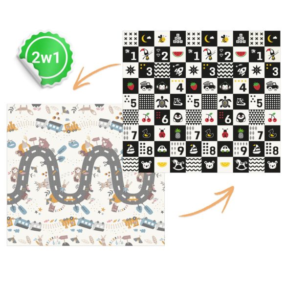 Játszószőnyeg, Nukido NK-340, számok, 200 x 180 cm, összehajtható, kétoldalas, vízálló, 1 cm vastag, XPE hab, csúszásgátló