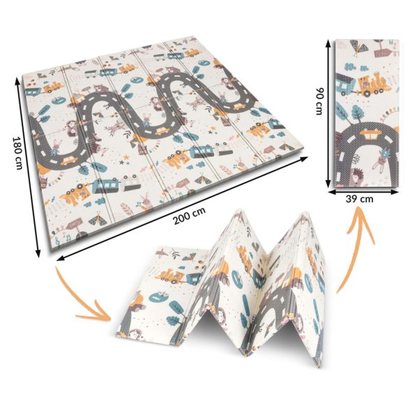 Játszószőnyeg, Nukido NK-340, számok, 200 x 180 cm, összehajtható, kétoldalas, vízálló, 1 cm vastag, XPE hab, csúszásgátló