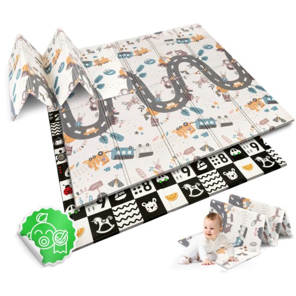 Játszószőnyeg, Nukido NK-340, számok, 200 x 180 cm, összehajtható, kétoldalas, vízálló, 1 cm vastag, XPE hab, csúszásgátló