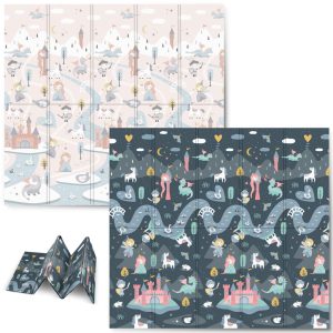 Játszószőnyeg, Nukido NK-340, nappali/éjszakai táj, 200 x 180 cm, összehajtható, kétoldalas, vízálló, 1 cm vastag, XPE hab, csúszásgátló