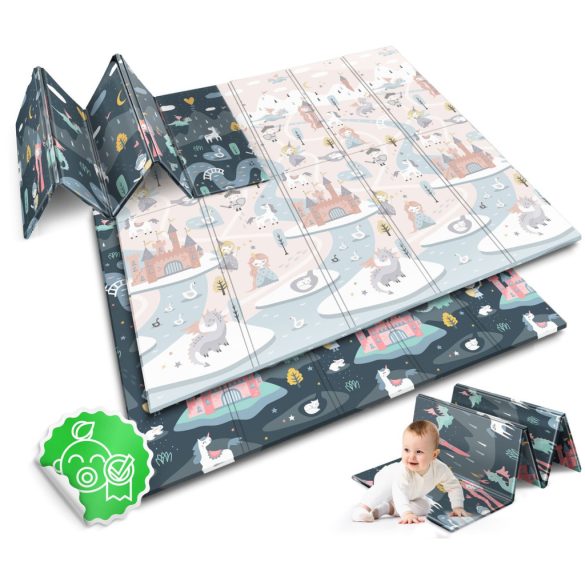 Játszószőnyeg, Nukido NK-340, nappali/éjszakai táj, 200 x 180 cm, összehajtható, kétoldalas, vízálló, 1 cm vastag, XPE hab, csúszásgátló
