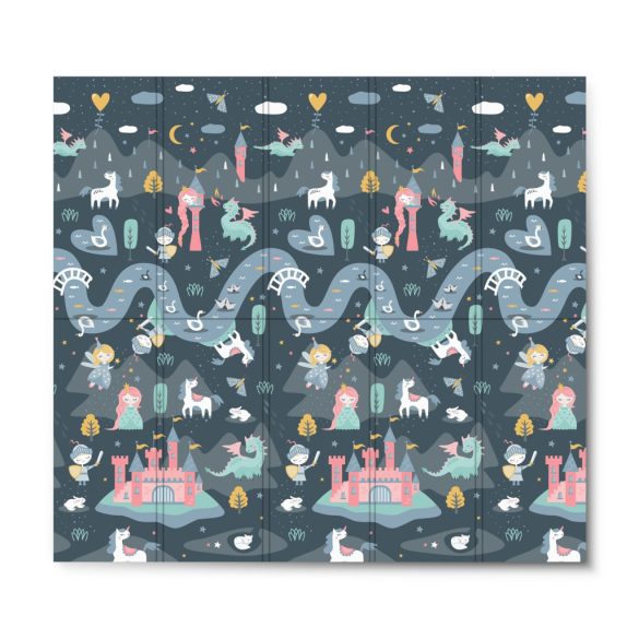 Játszószőnyeg, Nukido NK-340, nappali/éjszakai táj, 200 x 180 cm, összehajtható, kétoldalas, vízálló, 1 cm vastag, XPE hab, csúszásgátló