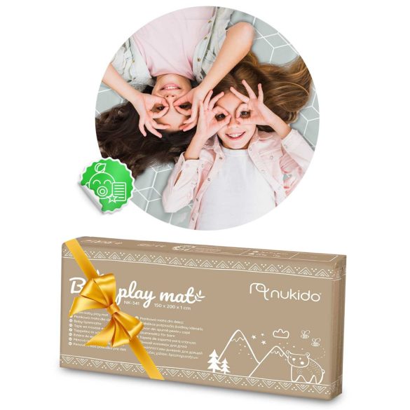 Játszószőnyeg, Nukido NK-340, óceán motívum/szürke, 200 x 180 cm, összehajtható, kétoldalas, vízálló, 1 cm vastag, XPE hab, csúszásgátló