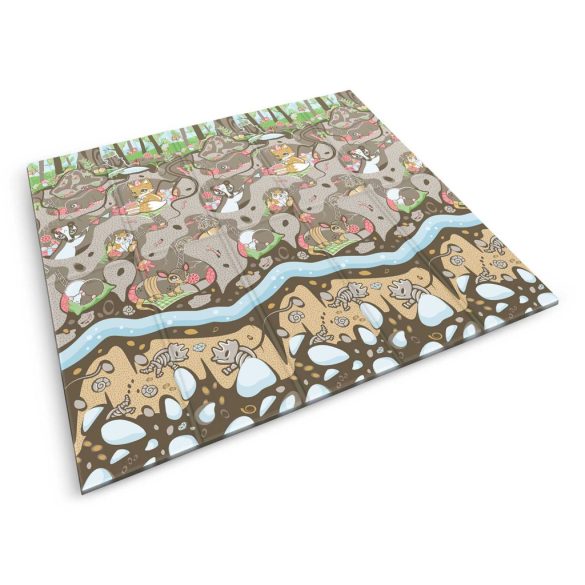 Játszószőnyeg, Nukido NK-340, óceán motívum/föld motívum, 200 x 180 cm, összehajtható, kétoldalas, vízálló, 1 cm vastag, XPE hab, csúszásgátló