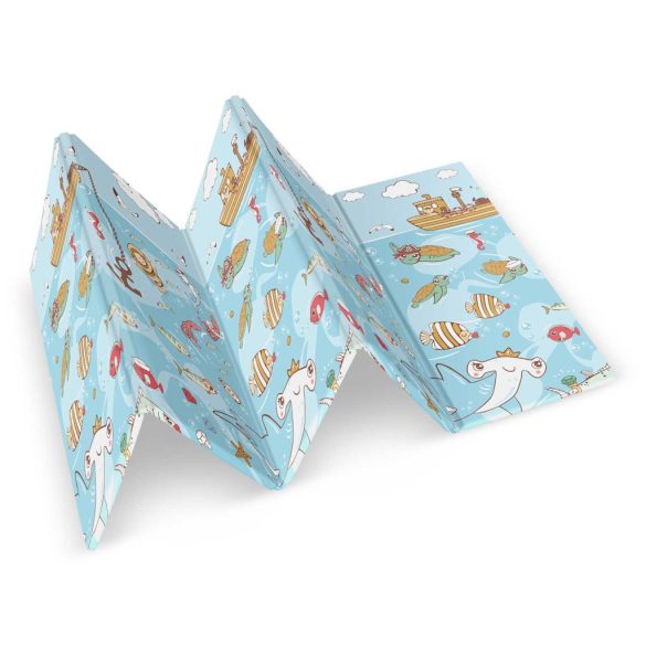 Játszószőnyeg, Nukido NK-340, óceán motívum/föld motívum, 200 x 180 cm, összehajtható, kétoldalas, vízálló, 1 cm vastag, XPE hab, csúszásgátló