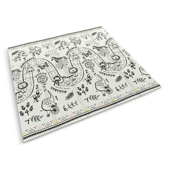 Játszószőnyeg, Nukido NK-340, óceán motívum/szafari, 200 x 180 cm, összehajtható, kétoldalas, vízálló, 1 cm vastag, XPE hab, csúszásgátló