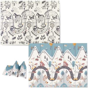 Játszószőnyeg, Nukido NK-341, hegyi táj, 200 x 150 cm, összehajtható, kétoldalas, vízálló, 1 cm vastag, XPE hab, csúszásgátló